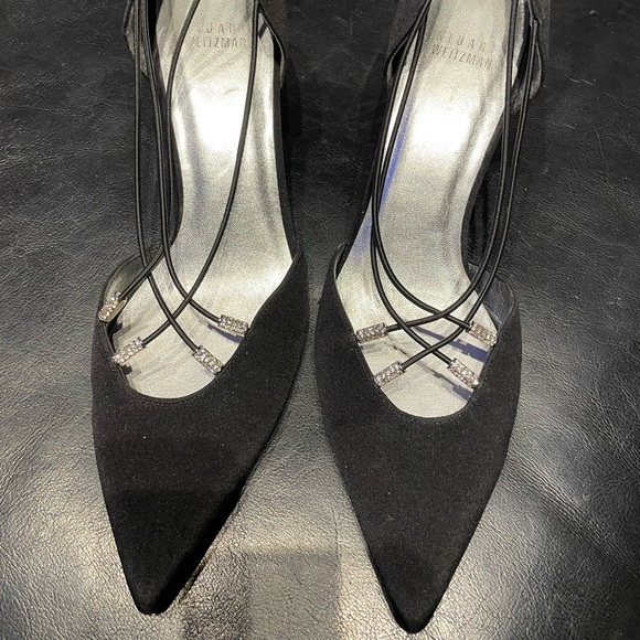 Embellished Crystal D’orsay Swarovski Crisscross Strap Kitten Pump Stiletto Rave - Picture 7 of 10